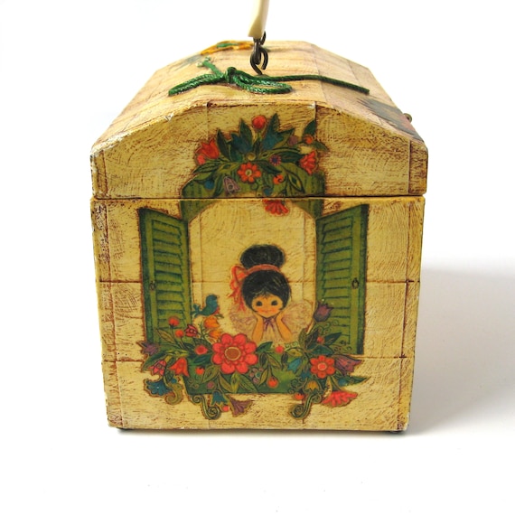 Vintage Style Wooden /'Le Coq/' Decoupage Kitchen Garden Storage Box