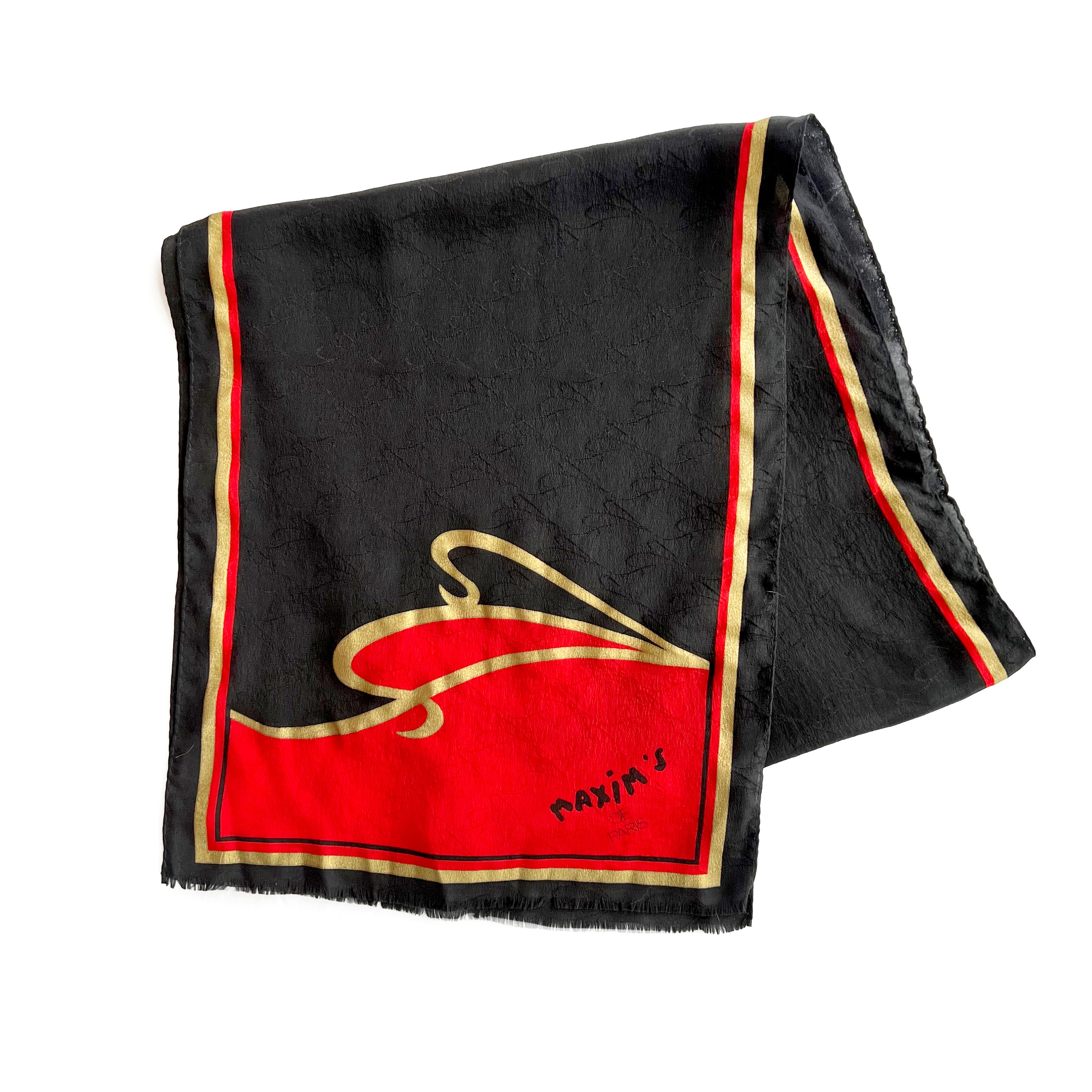 Maxim's De Paris Restaurant Silk Scarf With Textured Weave