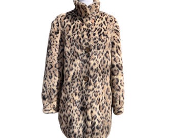 Vintage Faux Leopard Coat: Russel Taylor Sixties Animal  Print Coat
