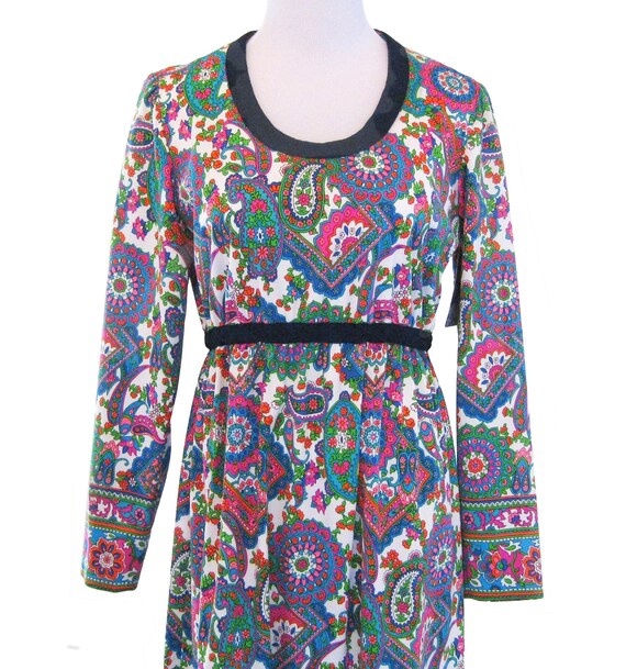 1960s MOD Paisley Print Maxi Dress, Andrea Gayle … - image 5