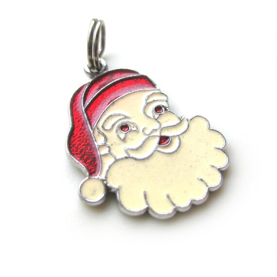 Enamel and Sterling Silver Santa Claus Charm Pend… - image 3