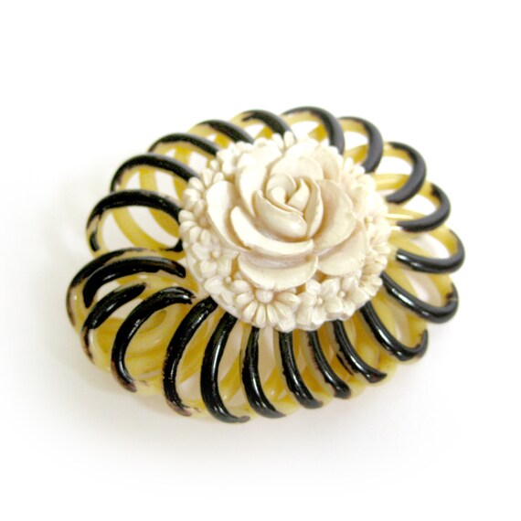 Celluloid brooch on sale