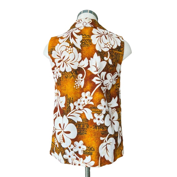 Barkcloth Royal Hawaiian Shirt for Her, Brown and… - image 2