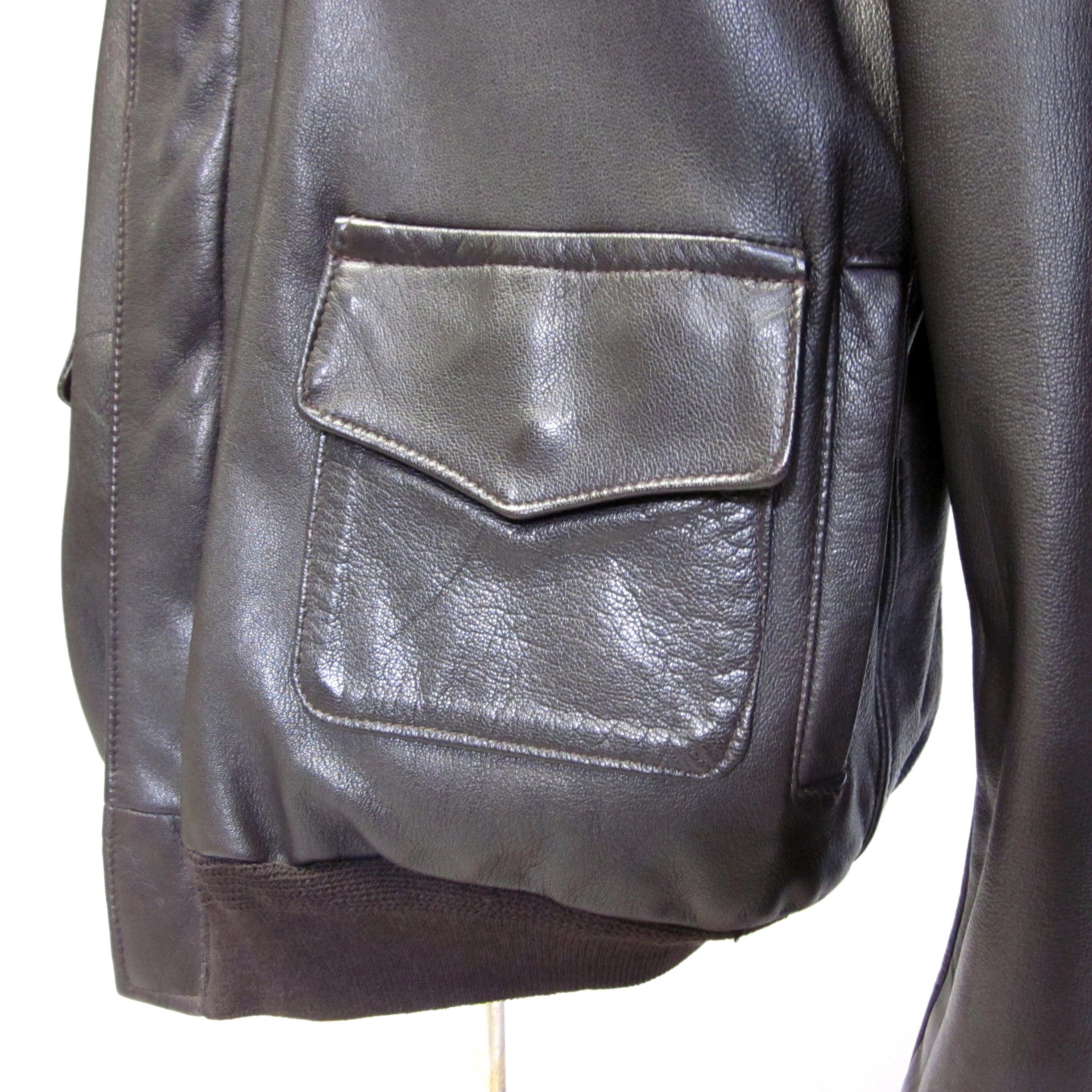 Classic Leather Bomber Jacket, A2 Flight Jacket, Dark Brown Goat