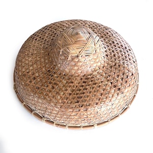 Chinese Rattan Rickshaw Hat, Vintage 1960&#39;s, Conical Hat, Rickshaw Hat, Rice Paddy Hat, Tiki Oasis Style, Boho Chic Wall Decor
