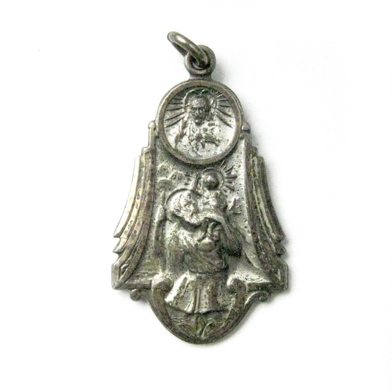 Vintage Sterling Silver Scapular Medal, Last Righ… - image 1