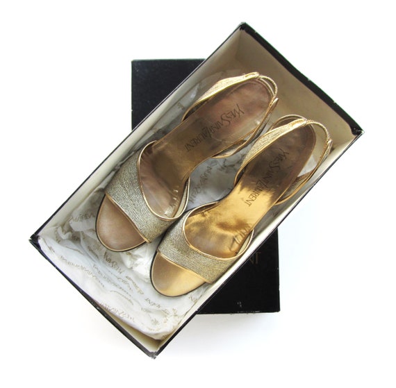 サンダル・ミュール SAINT LAURENT Women Sandals 820609AACSY 1000 GOLD 10% Offsale YSL Yves SAINT LAURENT Snakeskin Heel Sandals