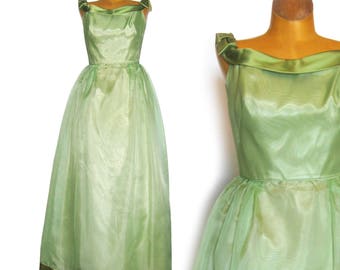Emma Domb Full Length Dress, Off the Shoulders, Sleeveless Dress, Mint Green, Chiffon and Satin Party Dress, Bridesmaid Dress, Prom Dress