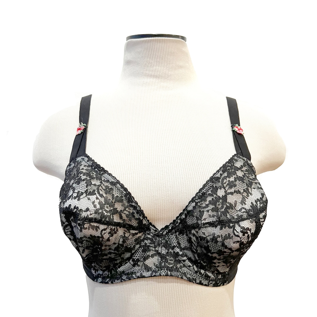 1950s Sheer Black Bias Cup Bra
