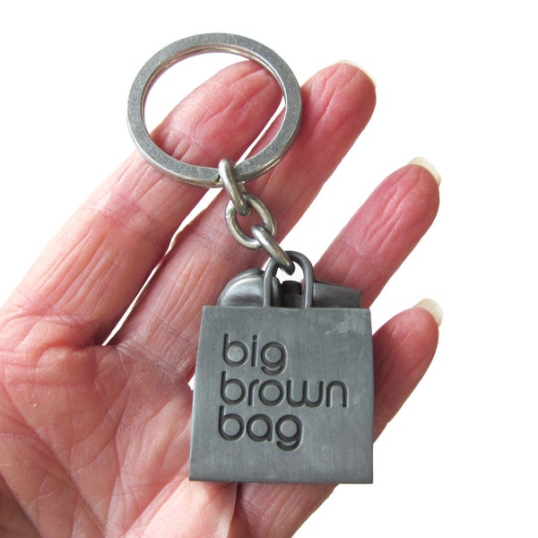 Big Brown Bag Keychain from Bloomingdales, Shopaholic Gift, New York City Icon, Pewter Look, Gift for Her, Shopper Gift, Stocking Suffer