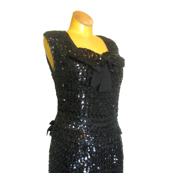 Black Sequin Wiggle Dress, Two-Piece Bombshell Dr… - image 1