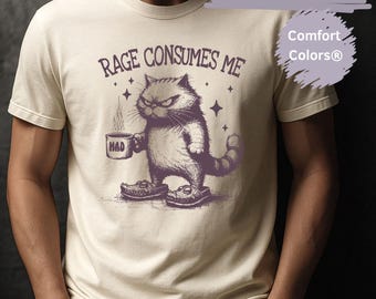 Rage Consumes Me Cat T-Shirt: Funny Grumpy Comfort Colors Tee