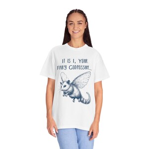 Funny Possum T-Shirt: 'Fairy Godpossum' Quirky Humor Tee White