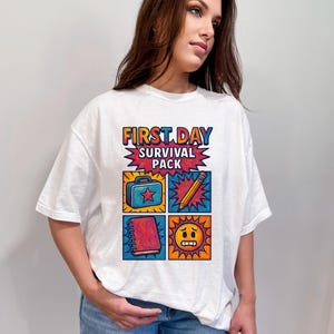 First Day Survival Pack,Colorful Back to School T-Shirt Design , Digital Download , Back to School , PNG , JPG
