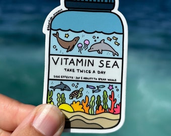 Vitamin Sea Sticker | Whimsical Ocean Animals, Coral Reef