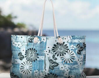 Midnight Bloom Flower design Weekender Tote Bag