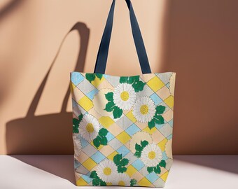 Sunny Daisy Floral Tote Bag