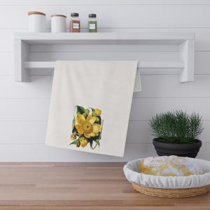 Torchon décoratif en coton jaune Bloom