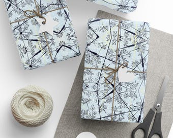 Neutral Abstract Wrapping Paper - Black and Light Blue