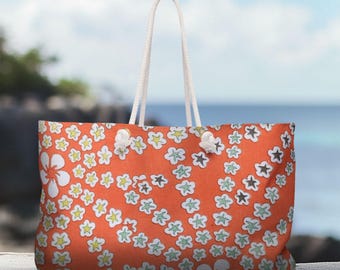 Regalo único para ella: bolso de mano de fin de semana con estampado floral Five Star Blossom