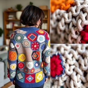 CROCHET PATTERN  Easy Mosaic Granny Top Women’s Modern Sweater  PDF Pattern  Handmade Crochet Top Crochet pullover sweater
