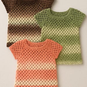 Crochet Gradient  Pattern –  Summer T-Shirt Sweater, Old Town Tee, Granny Stitch T-Shirt, Quick crochet project, Women&#39;s Crochet