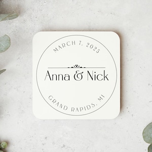 Coasters Custom Monogrammed Drink Coasters Personalized Wedding & Housewarming Gift for Home Decor