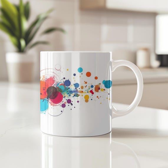Abstract Paint Splatter Coffee Mug, Modern Art Ceramic Cup, Artist Gift