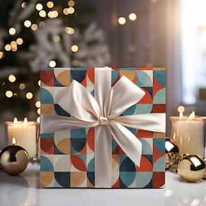 Mid Century Circle Gift Wrapping Paper | Holiday, Christmas, Vintage, Geometric, Festive, Satin & Matte Finishes