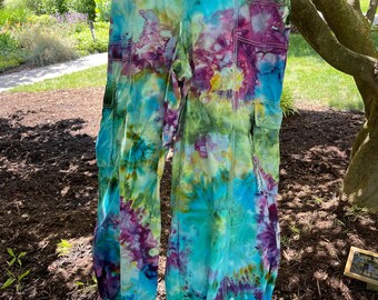 Ice Dye Women's Aerie High-Waisted Baggy Cargo Pants - Peace Color Combo