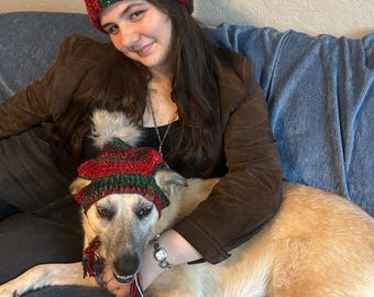 Rot-grüne Hundemütze ~Hundemütze ~Hundezubehör ~Beanie und Frauchen ~Beanie ~Beanie ~Haustierkleidung