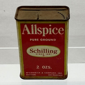 Schilling Allspice Pure Ground 2 Oz. Tin Can Container Vintage Kitchen Decor VTG