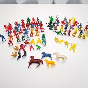 Cowboy & Indians Vintage Plastic Toy Lot Nostalgic Collection Wear Play Damage 1950s to 1970s Airfix - AJAX - Archer - Tim Mee - LIDO