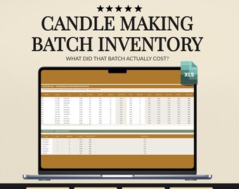 Candle Inventory Spreadsheet, Fragrance Oil, Wax, Wick and Vessel Tracker, Batch Costing