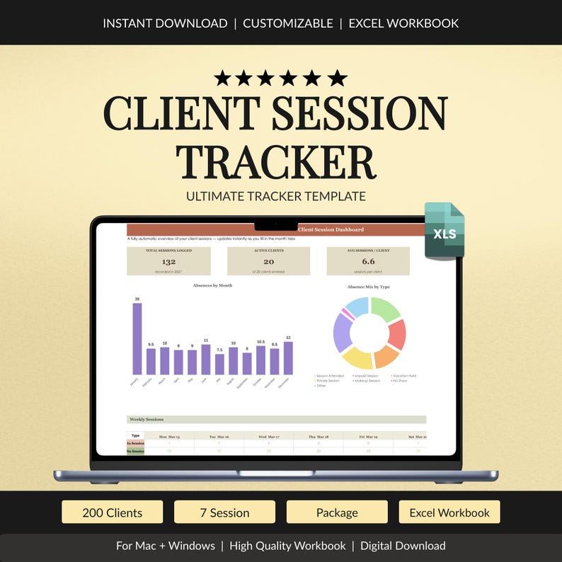 Client Session Tracker Spreadsheet - preview image 1 of 12