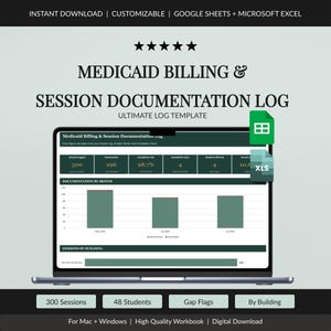 Speech Session Documentation Log for School Billing Notes, Completion Check, Monthly Totals