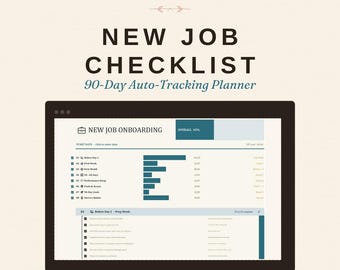 New Job Onboarding Checklist | 90-Day Plan, Goals, Paperwork Tracker (Excel Digital Download)