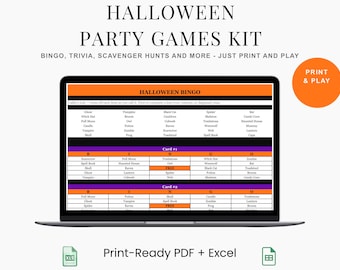 Halloween Party Games Kit | Bingo, Trivia, Scavenger Hunt (PDF Download)