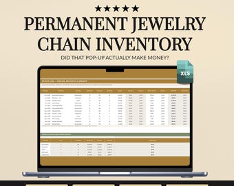 Permanent Jewelry Inventory Spreadsheet, Chain Stock Tracker, Clasps, Pricing, Reorder