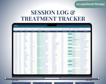 Occupational Therapy Session Tracker with Dashboard for Excel and Google Sheets, Instant Download