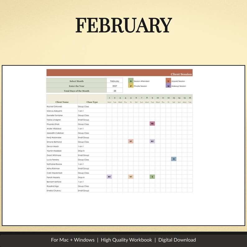 Client Session Tracker Spreadsheet - preview image 4 of 12