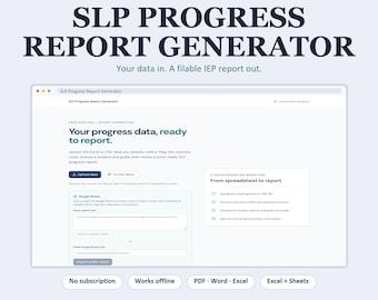 SLP Report Generator, IEP Progress Report Maker for Speech Therapy Data, Works Offline