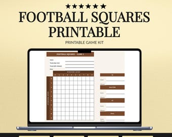 Thanksgiving Football Squares Printable Game Kit | Party Grid, Rules (US Letter PDF)