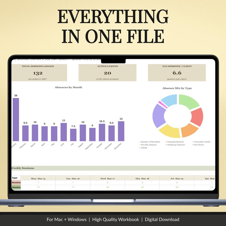 Client Session Tracker Spreadsheet - preview image 3 of 12