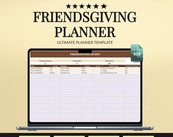 Friendsgiving Planner Spreadsheet | Potluck Signup, Menu Balance, Cost Split (Excel)