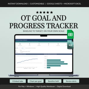 OT Goal Tracker Spreadsheet, Occupational Therapy Progress Monitoring and Baseline Chart