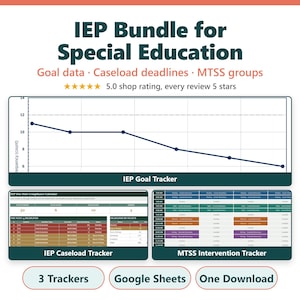 IEP-Paket für Sonderpädagogik, Zielverfolgung, Fallzahlfristen, MTSS-Gruppen in Google Sheets