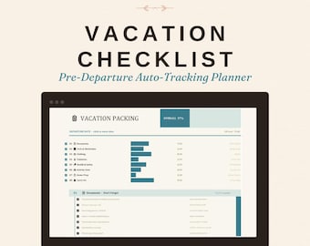 Vacation Packing Checklist Spreadsheet | 2-Week Pre-Trip Planner, Documents, Outfits, Toiletries (Excel Digital Download)