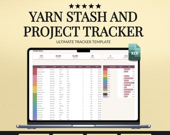 Yarn Stash Tracker Spreadsheet | Knitting Crochet Project Planner, Excel Template