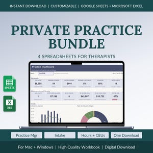 Therapist Bundle for Private Practice, Superbill Manager, Client Intake, Clinical Hours and CEU Tracker